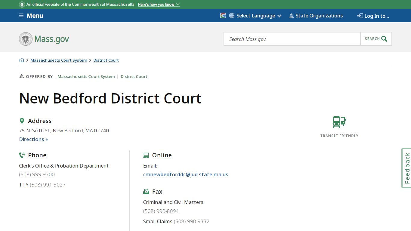 New Bedford District Court | Mass.gov