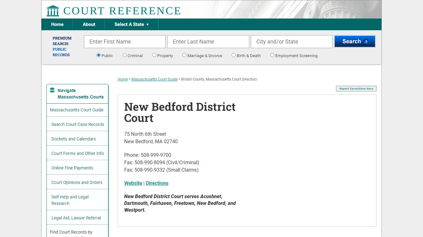 New Bedford District Court - CourtReference.com